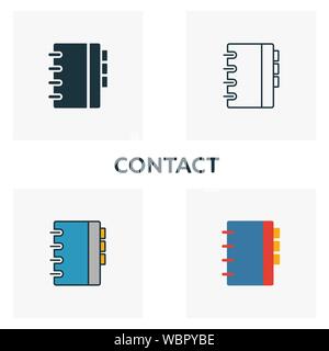Contact icon set. Four elements in diferent styles from business icons collection. Creative contact icons filled, outline, colored and flat symbols Stock Vector