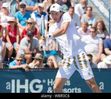 New York, USA. 26th Aug, 2019. Tomas Berdych (Czech Republic) returns ball during round 1 of US Open Tennis Championship against Jenson Brooksby (USA) at Billie Jean King National Tennis Center (Photo by Lev Radin/Pacific Press) Credit: Pacific Press Agency/Alamy Live News Stock Photo