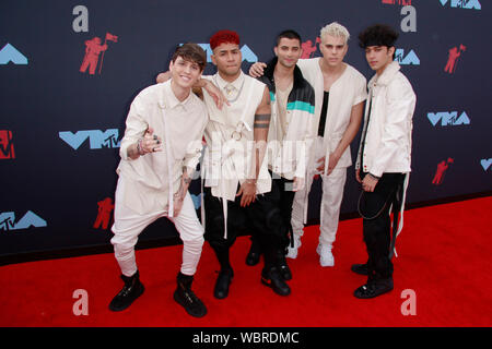 Newark, USA. 26th Aug, 2019.  CNCO at the 2019 MTV VMAs at Prudential Center in Newark, New Jersey. on August 26, 2019. Credit: MediaPunch Inc/Alamy Live News Stock Photo