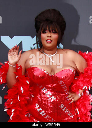 Newark, USA. 26th Aug, 2019.  Lizzo at the 2019 MTV VMAs at Prudential Center in Newark, New Jersey. on August 26, 2019. Credit: MediaPunch Inc/Alamy Live News Stock Photo