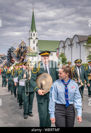 Marching band, Iceland's Independence Day, Reykjavik, Iceland Stock Photo