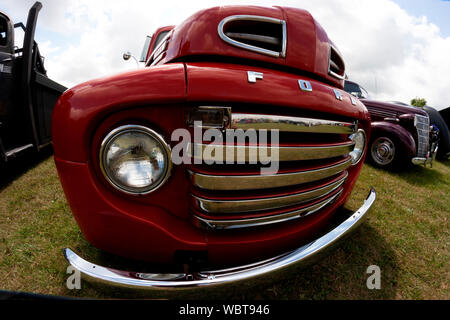 Wide angle view of 1949 Ford Panel Truck. Stock Photo
