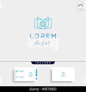 Camera Book Logo Template Vector Design Sign Stock Vector