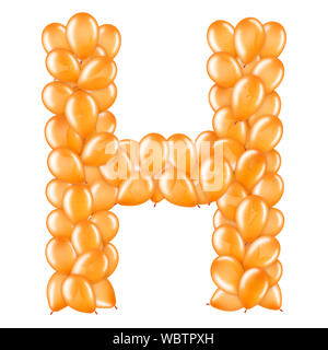 Orange letter H from helium balloons part of English alphabet. Stock Photo