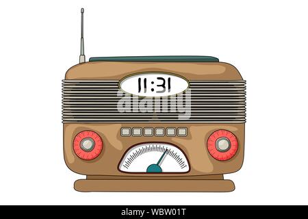 Vintage style radio vector icon over white bakcground Stock Vector