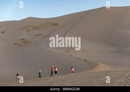 Khongoryn Els also called Duut Mankhan is popularly known as the 'Singing Sands'. The sand dunes extend to over 965 square kilometres area and rising Stock Photo