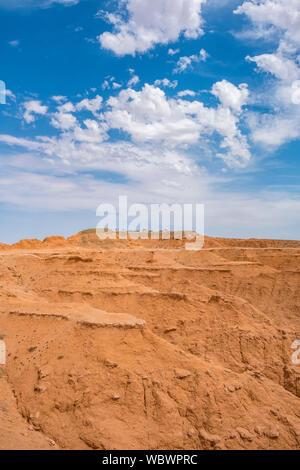The Flaming Cliffs site is a region of the Gobi Desert in the Ömnögovi Province of Mongolia, in which important fossil finds have been made. The area Stock Photo