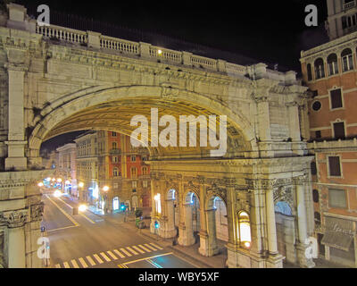 Monumental Bridge in Genoa, Ponte Monumentale in Via XX Settembre. Genova. Liguria, Italy. Stock Photo