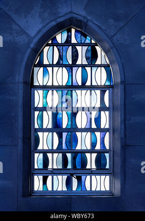 Blue abstract stained glass window. Stock Photo