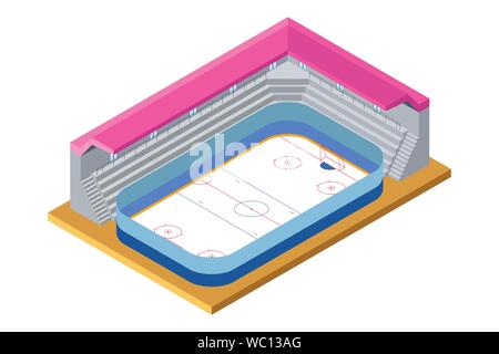 A vector illustration of Isometric Ice Hockey Arena Stock Vector