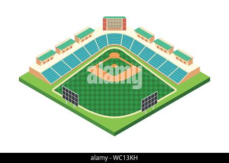 A vector illustration of Isometric Baseball Stadium Stock Vector