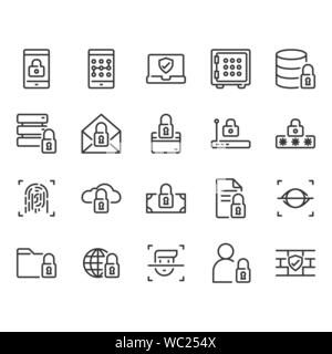 Security and protection related icon set Stock Vector