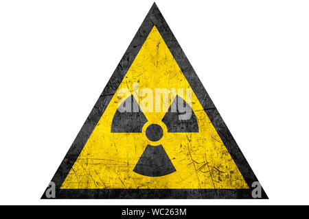 black radioactive sign in yellow riangle isolated on white background Stock Photo