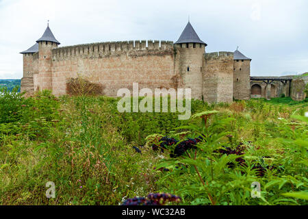 Khotyn fortress of the X XVIII centuries with a fortification complex, One of the seven wonders of Ukraine located on the right bank of the river. Dni Stock Photo
