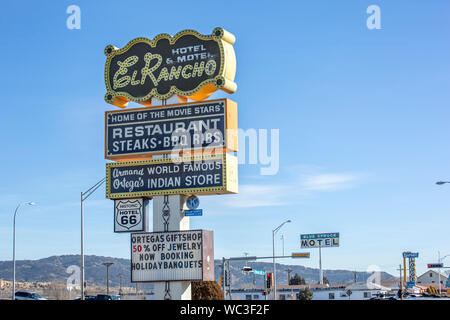 Sign for El Rancho motel, Gallup, New Mexico Stock Photo