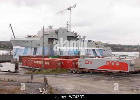 The Margaret Brooke (AOPV 431), a Harry DeWolf-class Arctic and Offshore Patrol Vessel,  is being built at the Irving Shipbuilding’ Halifax Shipyard i Stock Photo