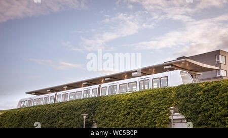 Metro train at Orestad station in Copenhagen, Denmark, August 13, 2019 Stock Photo