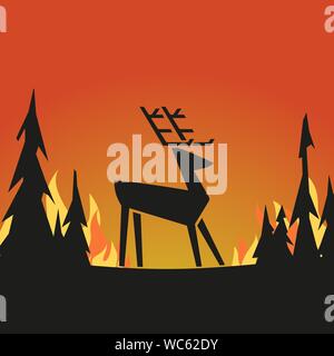 Prevent forest fires flat color vector icon Stock Vector