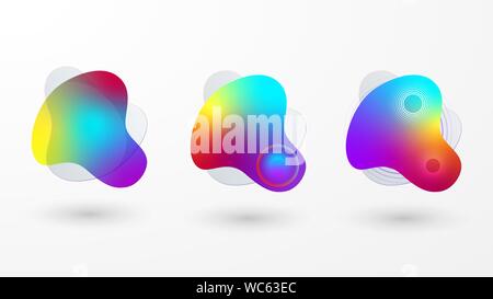 Set of modern vector fluid gradient liquid abstract geometric shapes Stock Vector