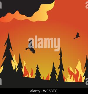 Prevent forest fires flat color vector icon Stock Vector