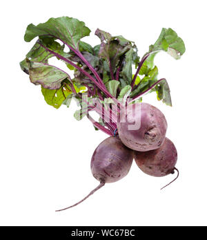 bunch of fresh organic garden beet roots with greens isolated on white background Stock Photo