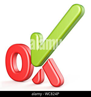 Word OK with green check mark Side view 3D render illustration isolated on white background Stock Photo