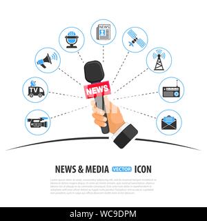 Media and News Concept Stock Vector