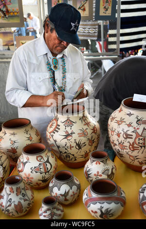 Traditional Native American handmade pottery by Zia Pueblo artist