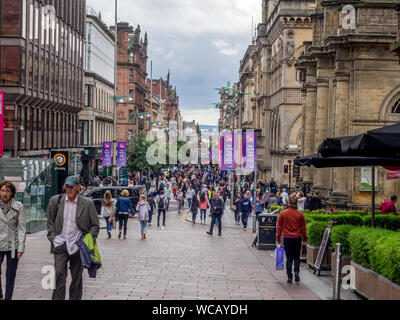 Buchanan Street on July 21, 2017 in Glasgow, Scotland. Buchanan Street is the main shopping district in Scotland and has many fine restaurants and sho Stock Photo