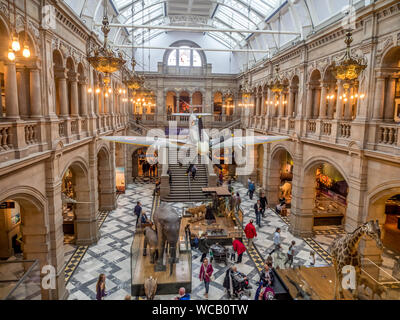 Interior of the Kelvingrove Art Gallery and Museum in Glasgow Scotland United Kingdom on July 21, 2017. The Kelvingrove is an main tourist attrac Stock Photo