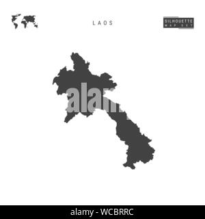 Laos Blank Vector Map Isolated on White Background. High-Detailed Black Silhouette Map of Laos. Stock Vector