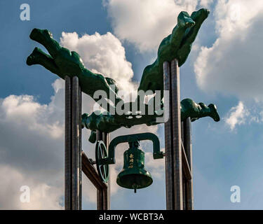 Nagasaki, Kyushu, Japan. 28th Oct, 2006. The Nagasaki Peace Bell is a memorial monument in The Nagasaki Peace Park in Japan. The park commemorates the World War II atomic bombing of the city, August 9, 1945, and is visited by many Japanese and foreign tourists. Credit: Arnold Drapkin/ZUMA Wire/Alamy Live News Stock Photo