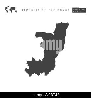 Republic of the Congo Blank Vector Map Isolated on White Background. High-Detailed Black Silhouette Map of Republic of the Congo. Stock Vector