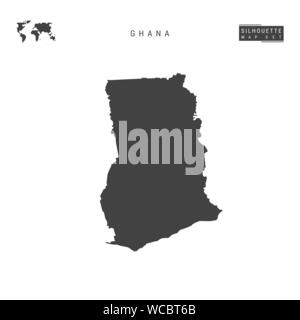 Ghana Blank Vector Map Isolated on White Background. High-Detailed Black Silhouette Map of Ghana. Stock Vector