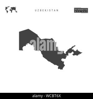 Uzbekistan Blank Vector Map Isolated on White Background. High-Detailed Black Silhouette Map of Uzbekistan. Stock Vector