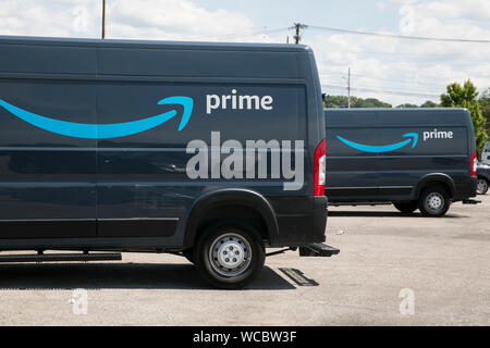 Amazon Prime delivery vehicles as seen in Euclid, Ohio on August 11, 2019. Stock Photo