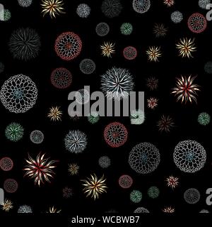 Seamless pattern of outline microbes. Colorful simple line elements from a medical concept. Editable vector stroke microbe. Virus icon. Hand drawn ill Stock Vector