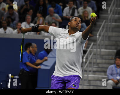 New York, USA. 26th Aug, 2019. Flushing Meadows New York US Open Tennis Day 2 27/08/2019 Nick Kyrgios (AUS) first round match Credit: Roger Parker/Alamy Live News Stock Photo