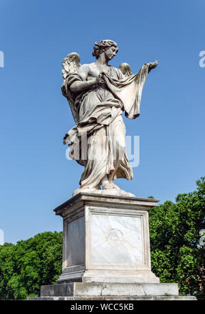 Angel with the Sudarium at the Sant'Angelo bridge - Rome, Italy Stock Photo