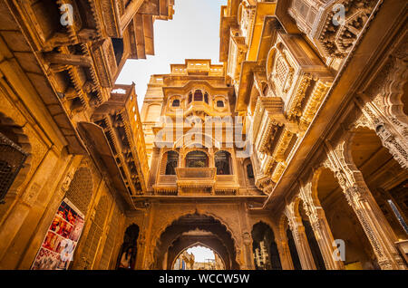 One of the many amazing Havelis in Jaisalmer, Rajasthan, India. Stock Photo