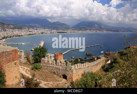 View of Alanya harbor from castle Stock Photo