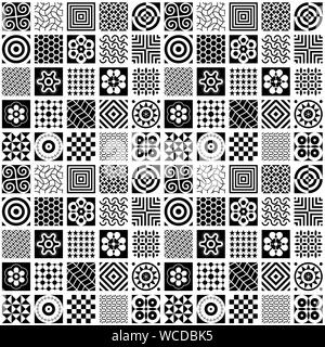 Black and white abstract geometric pattern design. Vector seamless background. Stock Vector
