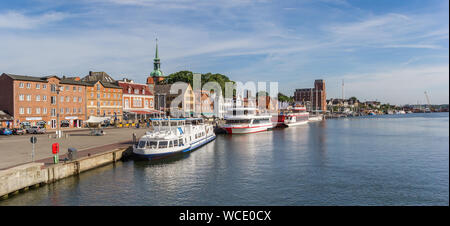 Panoramic cityscape of the Schlei river and Kappeln, Germany Stock Photo