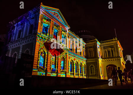 Singapore - Aug 27, 2019 : Night Festival 2019 at National Museum of Singapore. Stock Photo