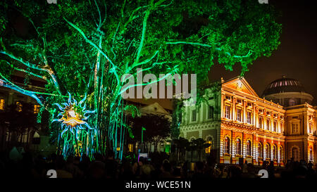 Singapore - Aug 27, 2019 : Night Festival 2019 at National Museum of Singapore. Stock Photo