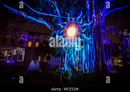 Singapore - Aug 27, 2019 : Night Festival 2019 at National Museum of Singapore. Stock Photo