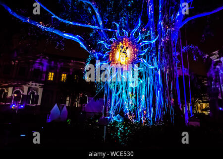 Singapore - Aug 27, 2019 : Night Festival 2019 at National Museum of Singapore. Stock Photo