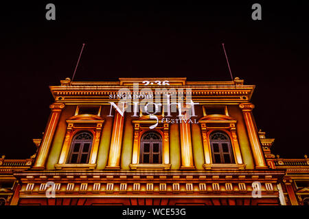 Singapore - Aug 27, 2019 : Night Festival 2019 at National Museum of Singapore. Stock Photo