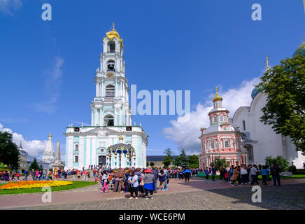 SERGIYED POSAD, RUSSIA - AUGUST 3, 2019: The Trinity Lavra of St. Sergius is the most important Russian monastery and the spiritual centre of the Russ Stock Photo
