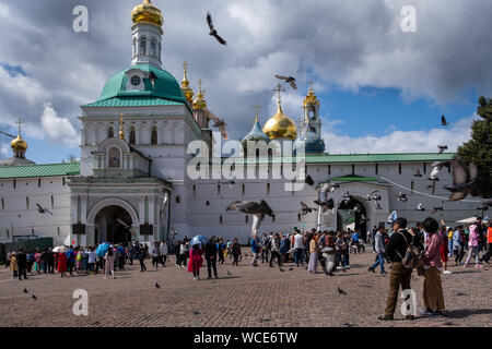SERGIYED POSAD, RUSSIA - AUGUST 3, 2019: The Trinity Lavra of St. Sergius is the most important Russian monastery and the spiritual centre of the Russ Stock Photo